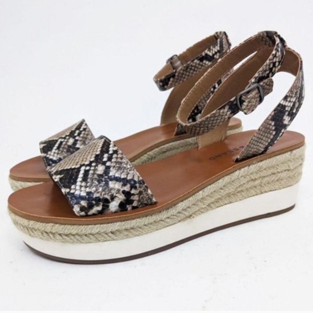 Lucky Brand Jeneka Snakeskin Espadrille Platform Ankle Strap Sandals 8.5